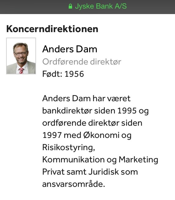 Main suspect in Danish bank fraud case Jyske BANK Anders Dam, Jyske Bank suspected of million scams and corruption. Philip Baruch Advokat og Partner I Lund Elmer Sandager Les.dk Thomas Schioldan Sørensen rodstenen.dk - Lundgrens advokater. Dan Terkildsen. Rødstenen advokater. bestyrelsen Jyske Bank Sven Buhrækall. Kurt Bligaard Pedersen. Rina Asmussen. Philip Baruch. Jens Borup. Keld Norup. Christina Lykke Munk. Johnny Christensen. Marianne Lillevang. Anders Christian Dam. Niels Erik Jakobsen. Per Skovhus. Peter Schleidt. #Bank #AnderChristianDam #Financial #News #Press #Share #Pol #Recommendation #Sale #Firesale #AndersDam #JyskeBank #ATP #PFA #MortenUlrikGade #GF Maresk #PhilipBaruch #LES #LundElmerSandager #Nykredit #MetteEgholmNielsen #Loan #Fraud #CasperDamOlsen #NicolaiHansen #JeanettKofoed-Hansen #AnetteKirkeby #SørenWoergaaed #BirgitBushThuesen #Gangcrimes #Crimes #Koncernledelse #jyskebank #Koncernbestyrelsen #SvenBuhrkall #KurtBligaardPedersen #RinaAsmussen #PhilipBaruch #JensABorup #KeldNorup #Ch