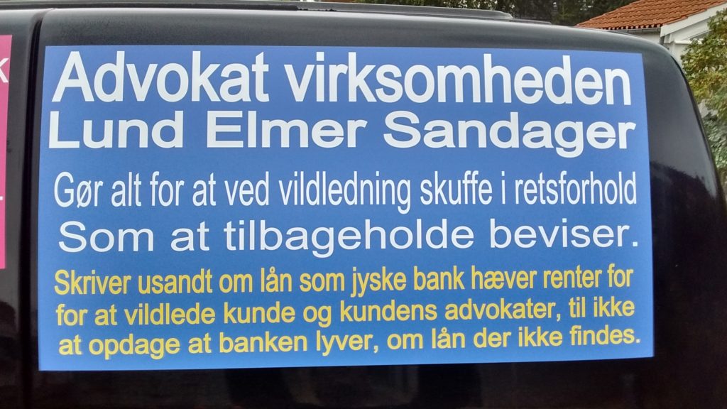 Final Procedure page 1-52. date 28-10-2019. Danish bank Jyske Bank in major fraud case, plaintiff discovers that Jyske bank has paid their lawyer Lundgren's return commission, not to present the client's case to court. "Bribery" presented in Case BS-402-2015