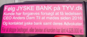 Kunder kæmper imod Danmarks næst største bank JYSKE BANK For at få bankens koncern ledelse til at stoppe bedrageri 